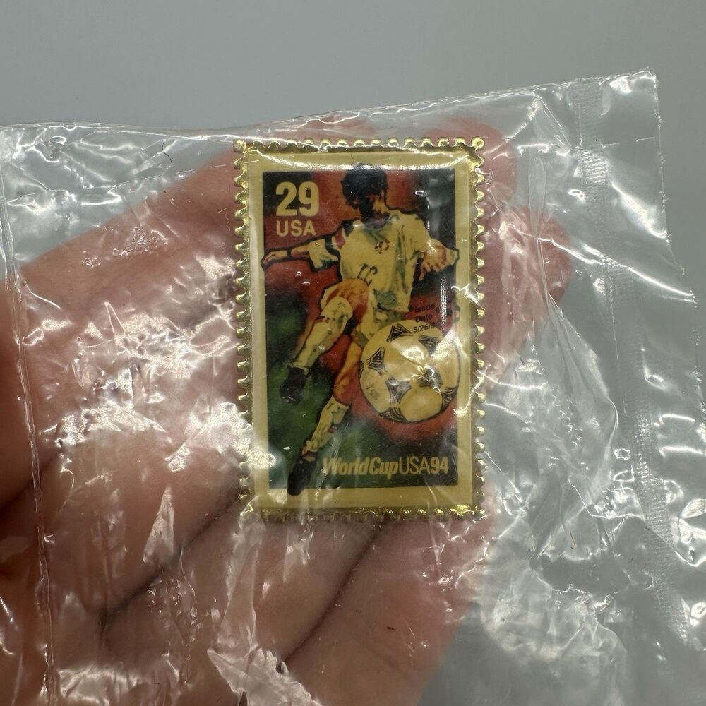 World Cup 1994 FIFA USPS Stamp Lapel Pin Soccer Pin 29-cent Stamp Soccer Ball